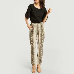 100% Silk French Snake Print Joggers XS